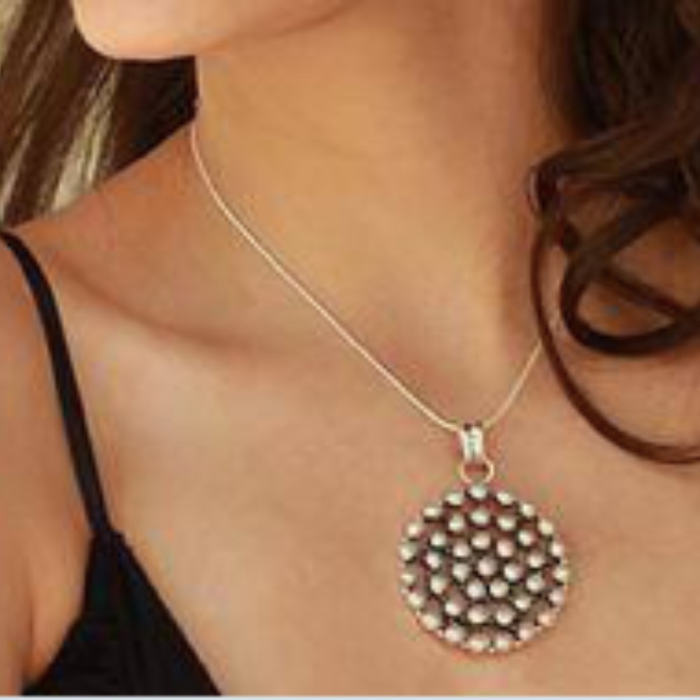 Sterling Silver and Pearl Statement Pendant Necklace